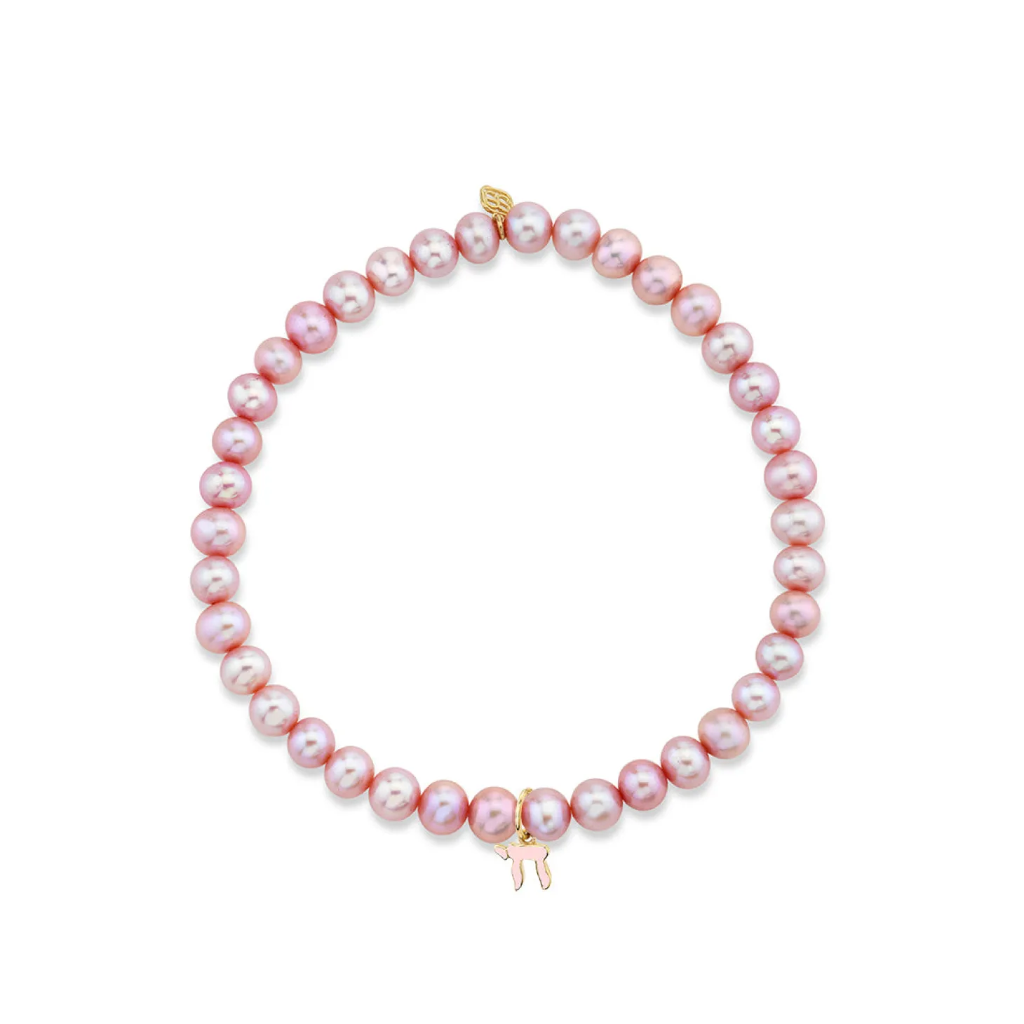 Gold & Enamel Tiny Chai on Rose Pearls
