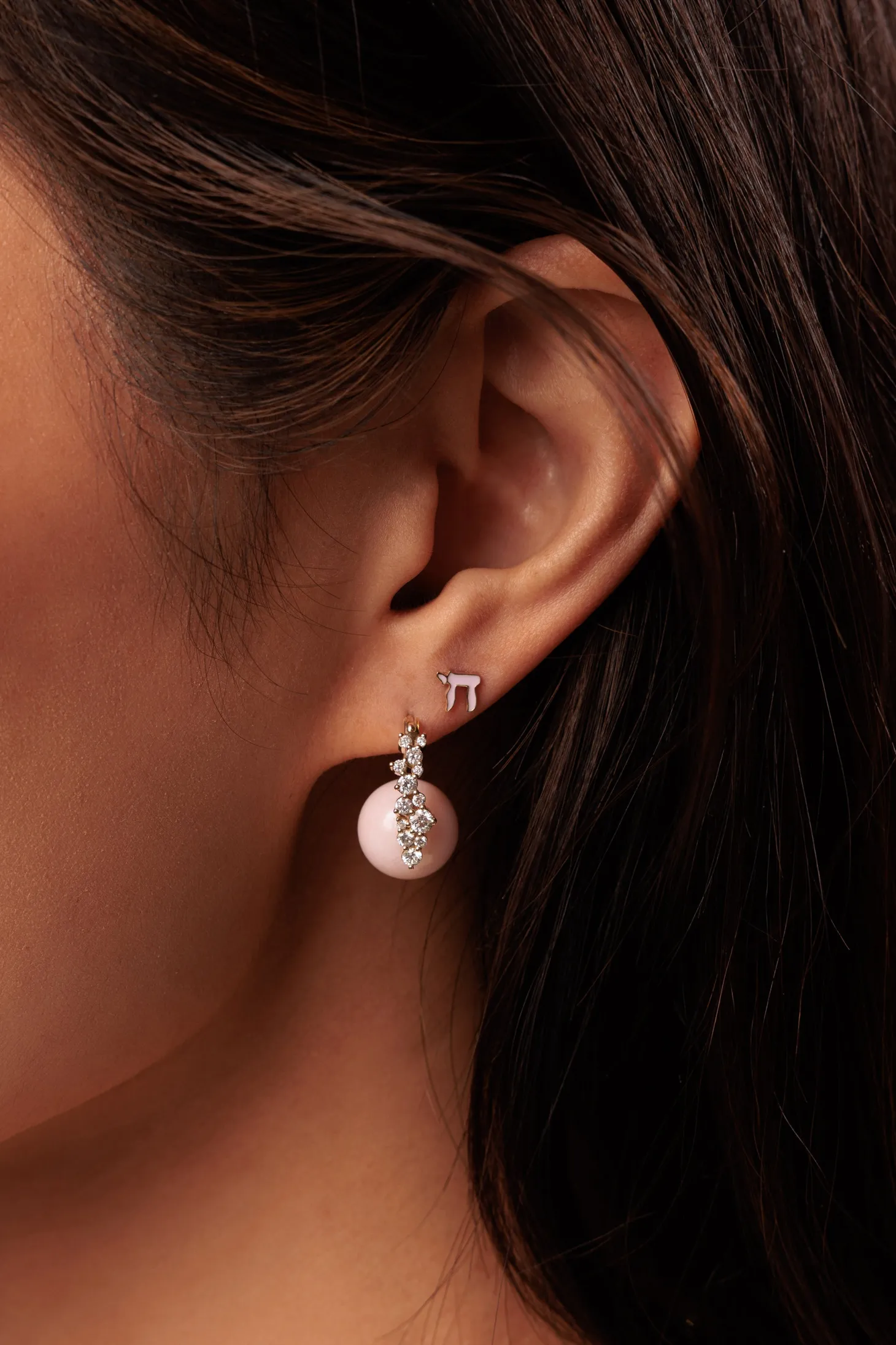 Gold & Enamel Tiny Chai Stud