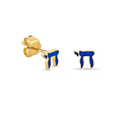 Gold & Enamel Tiny Chai Stud