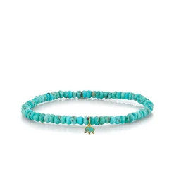 Gold & Enamel Tiny Elephant on Turquoise