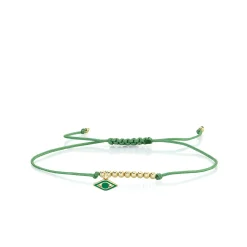 Gold & Enamel Tiny Eye Cord Bracelet