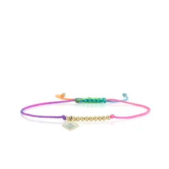 Gold & Enamel Tiny Groovy Eye Cord Bracelet