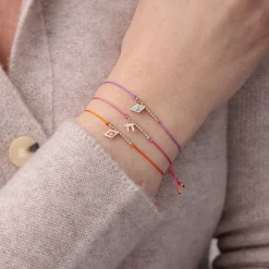 Gold & Enamel Tiny Groovy Eye Cord Bracelet
