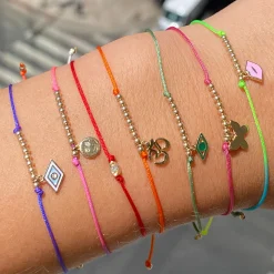 Gold & Enamel Tiny Groovy Eye Cord Bracelet