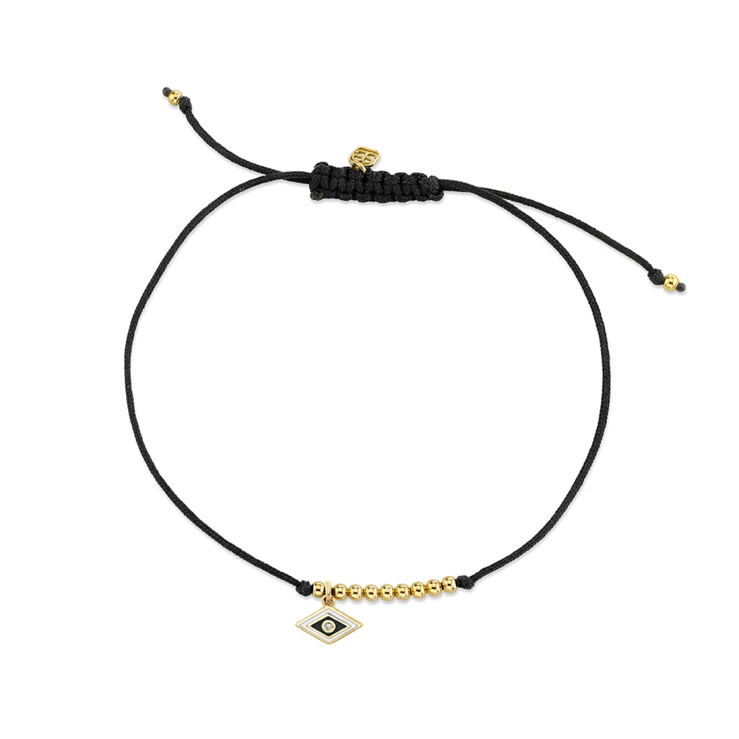 Gold & Enamel Tiny Groovy Eye Cord Bracelet