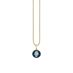 Gold & Enamel Tiny Hamsa Medallion Charm