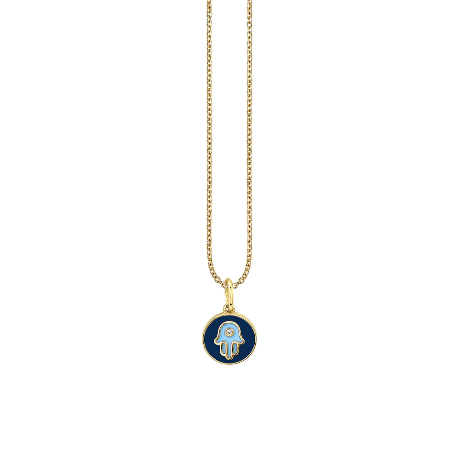 Gold & Enamel Tiny Hamsa Medallion Charm