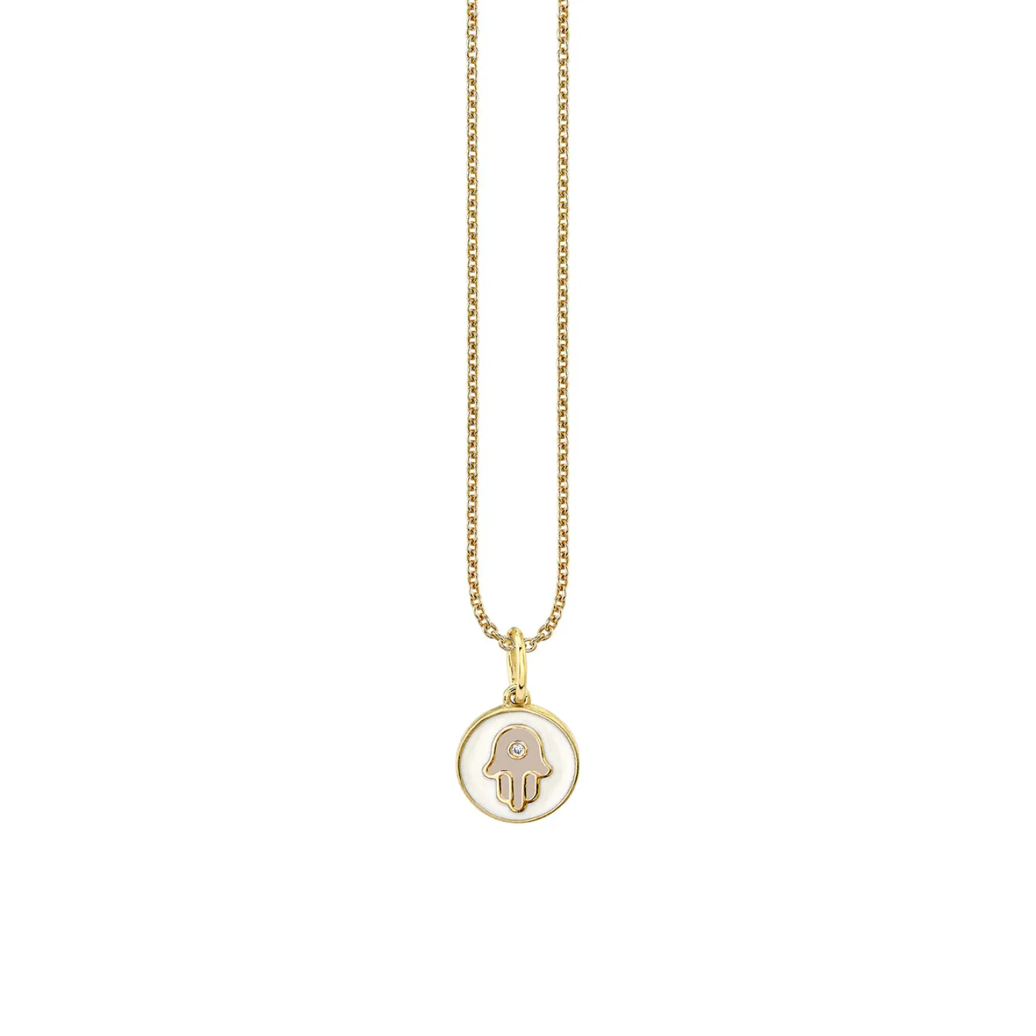 Gold & Enamel Tiny Hamsa Medallion Charm