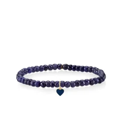 Gold & Enamel Tiny Heart on Sapphire