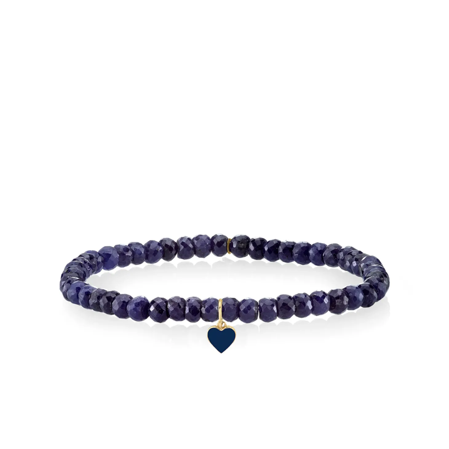 Gold & Enamel Tiny Heart on Sapphire