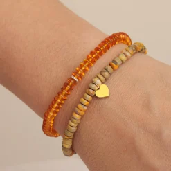 Gold & Enamel Tiny Heart on Jasper