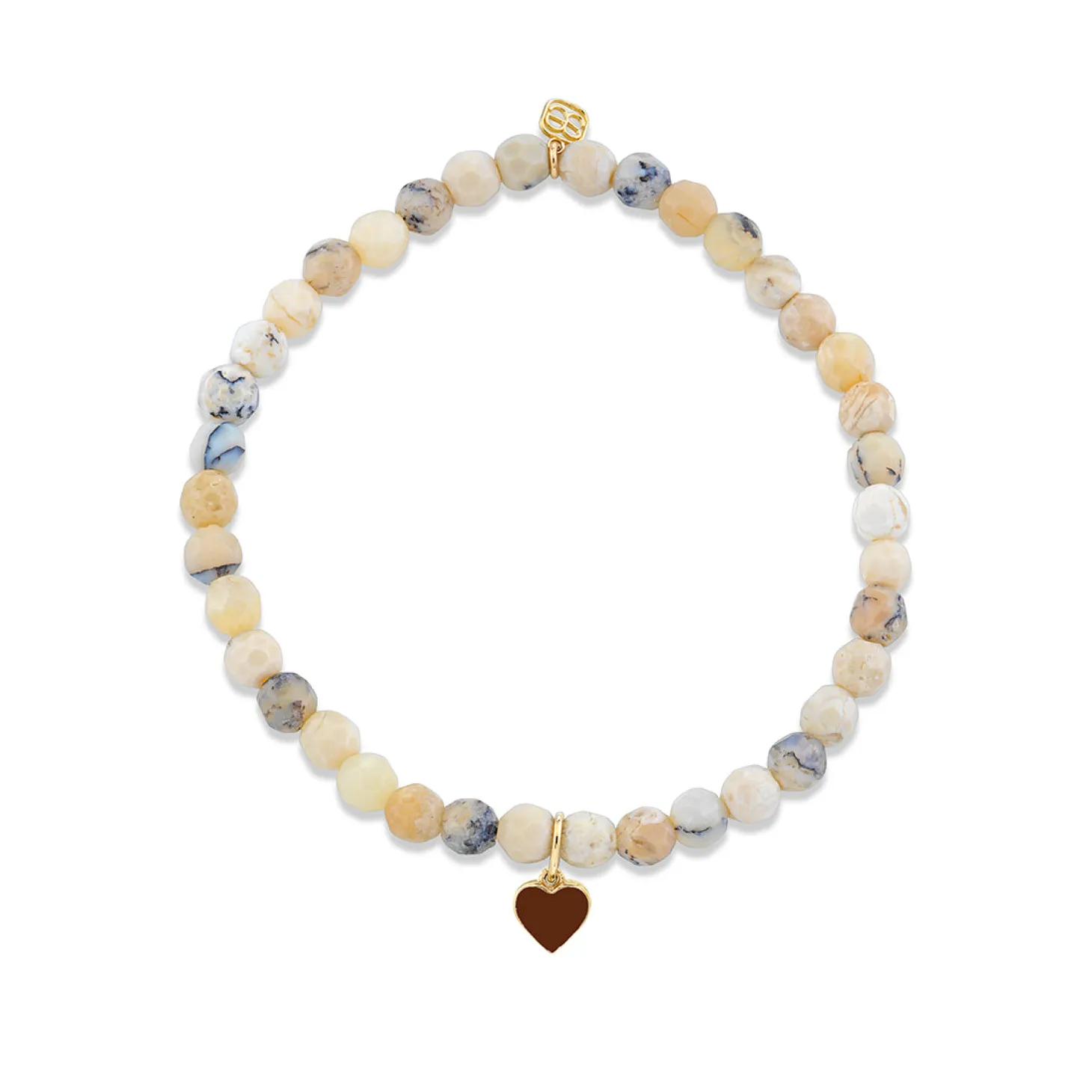 Gold & Enamel Tiny Heart on African Opal