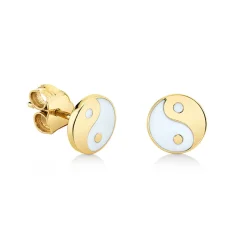 Gold & Enamel Yin Yang Stud
