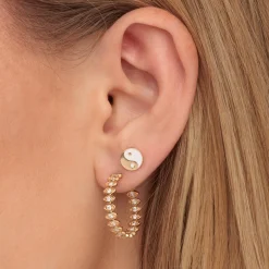 Gold & Enamel Yin Yang Stud
