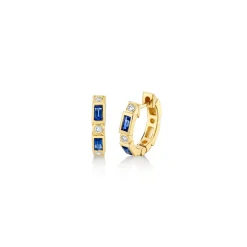 Gold & Gemstone Baguette & Bezel Huggies