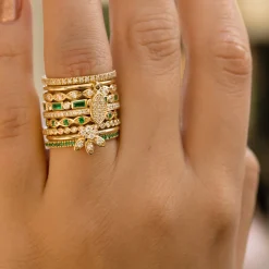 Gold & Gemstone Baguette and Bezel Eternity Ring