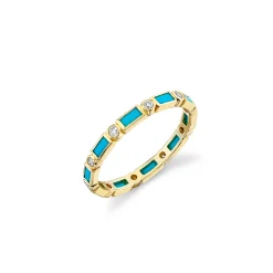 Gold & Gemstone Baguette and Bezel Eternity Ring