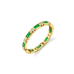 Gold & Gemstone Baguette and Bezel Eternity Ring