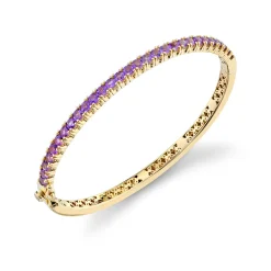 Gold & Gemstone Large Bangle