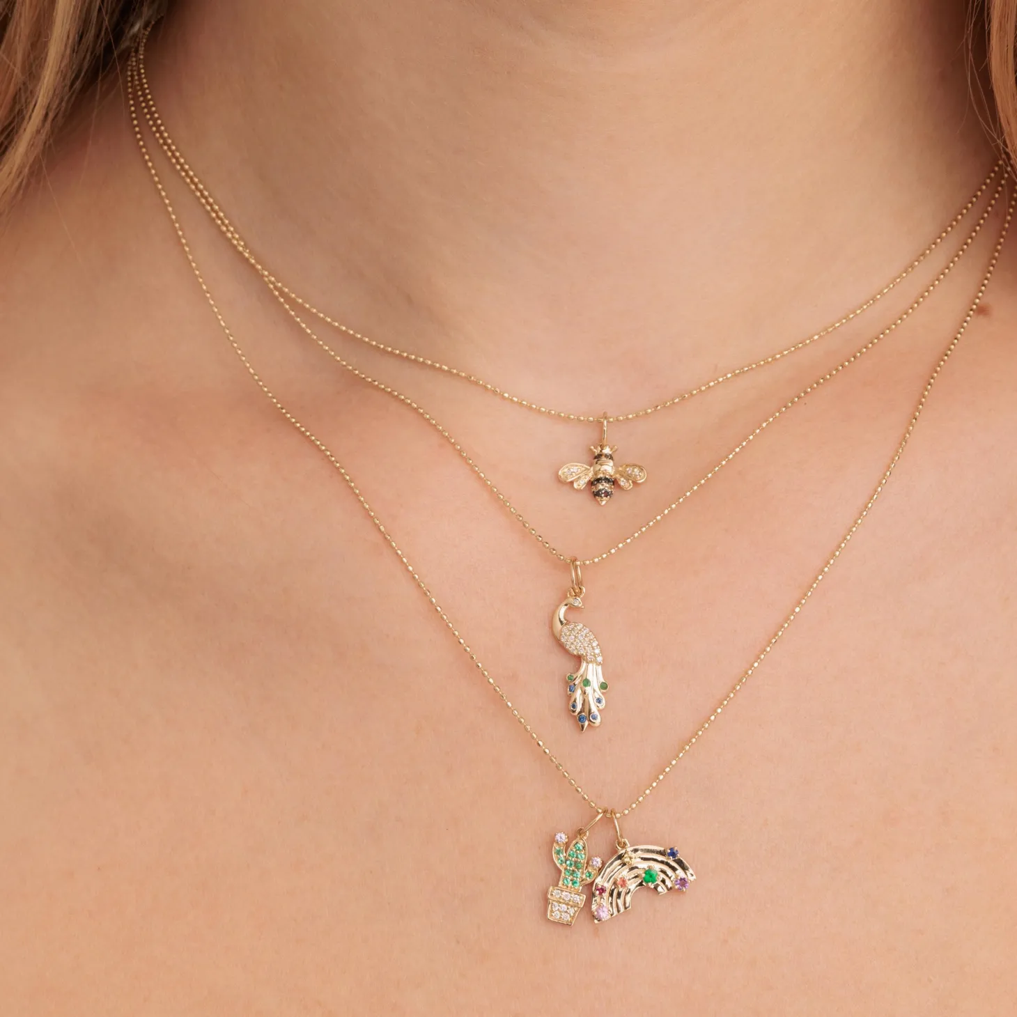 Gold & Gemstone Rainbow Charm