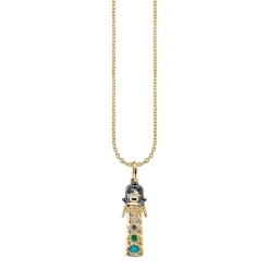 Gold & Multicolor Gemstone Maria Doll Charm