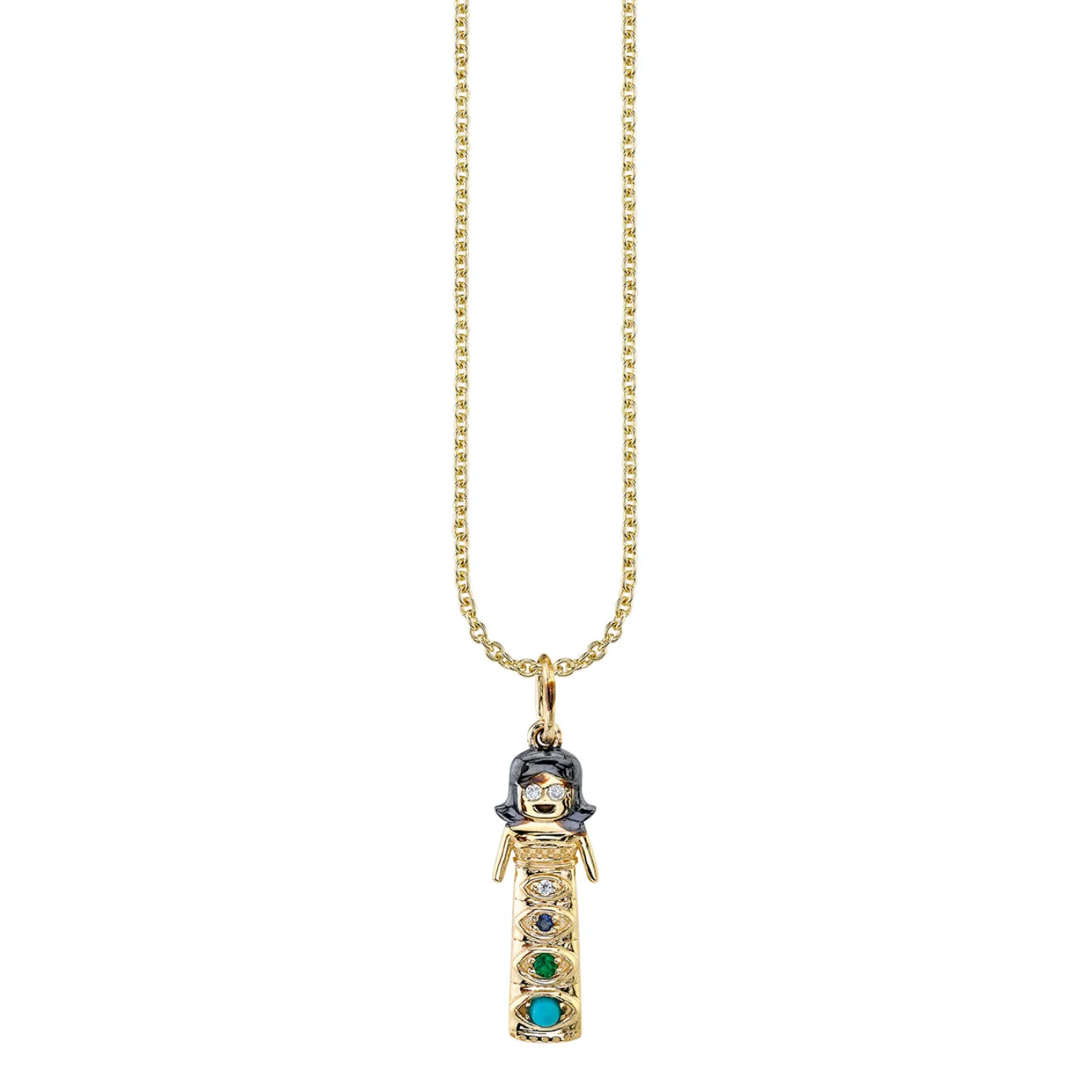 Gold & Multicolor Gemstone Maria Doll Charm