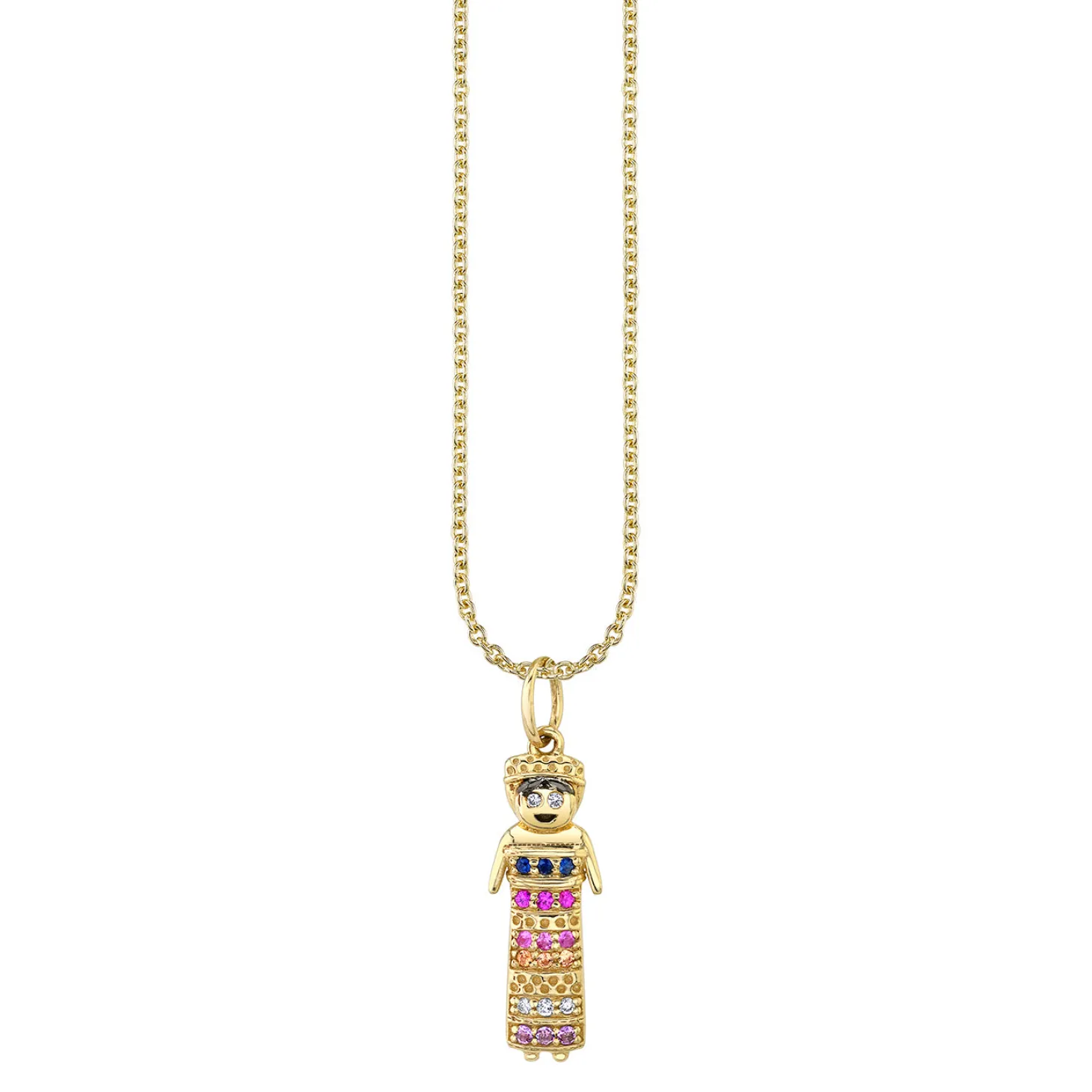 Gold & Multicolor Gemstone Sol Doll Charm