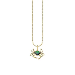 Gold & Multicolor Gemstone Crab Charm