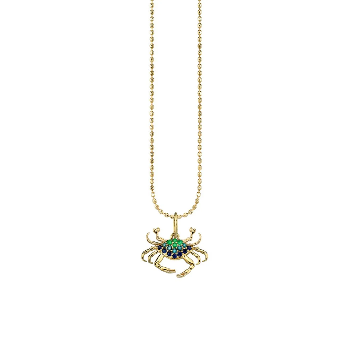 Gold & Multicolor Gemstone Crab Charm