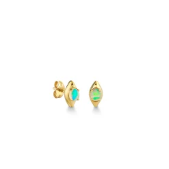 Gold & Opal Cabochon Snake Stud