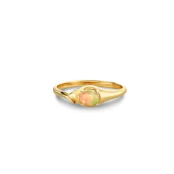 Gold & Opal Cabochon Snake Ring