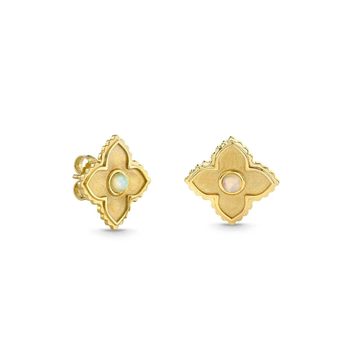 Gold & Opal Moroccan Flower Stud