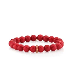 Gold & Orange Sapphire Rondelle on Red Jade
