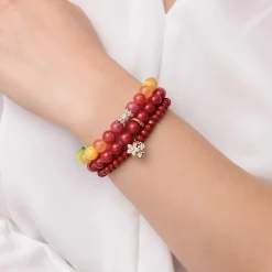 Gold & Orange Sapphire Rondelle on Red Jade