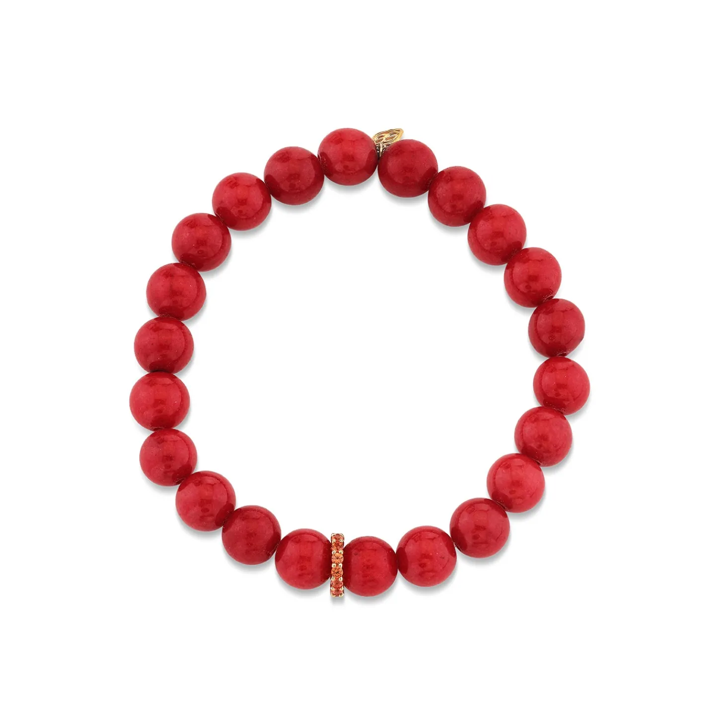 Gold & Orange Sapphire Rondelle on Red Jade