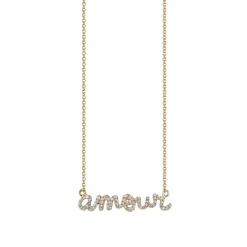 Gold & Pavé Diamond Amour Necklace