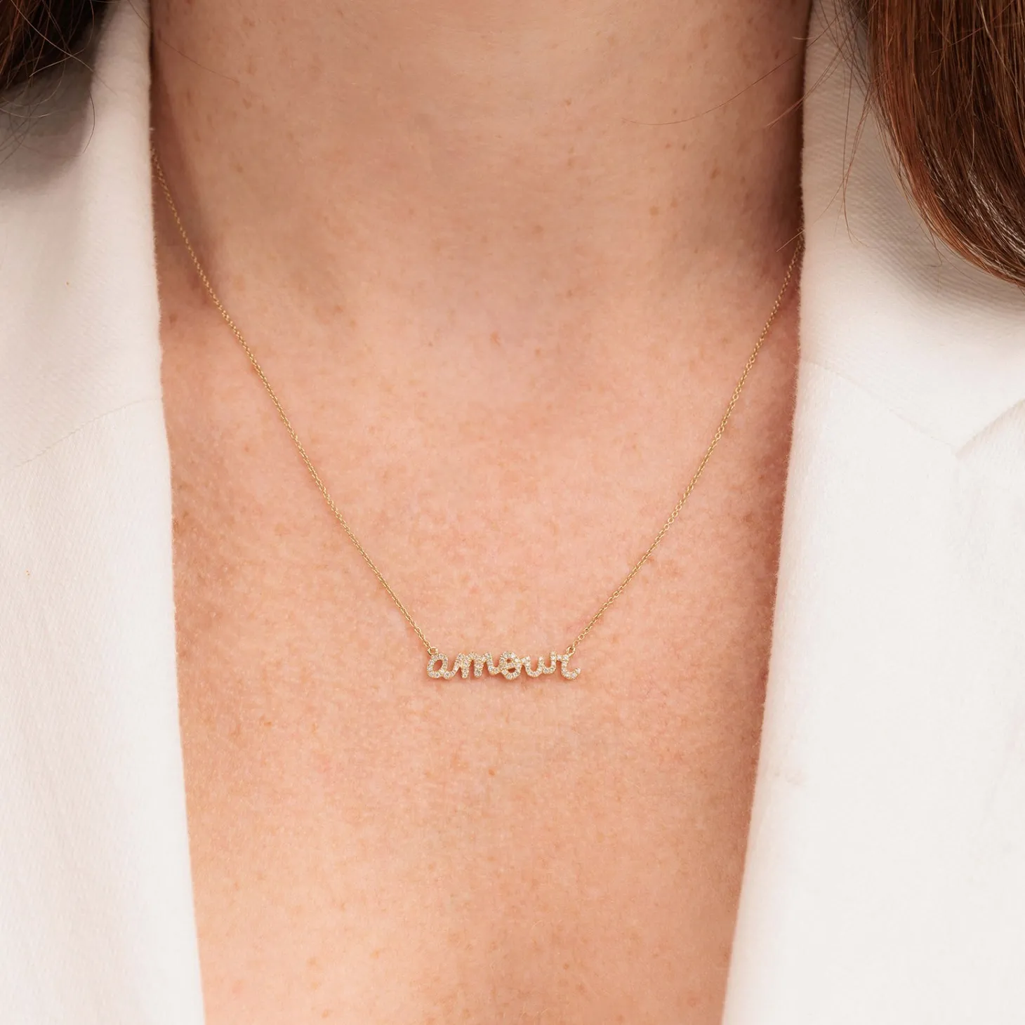 Gold & Pavé Diamond Amour Necklace