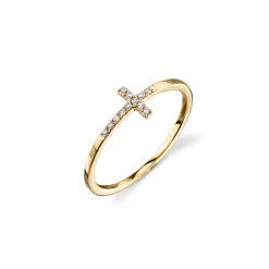 Gold & Pavé Diamond Bent Cross Ring