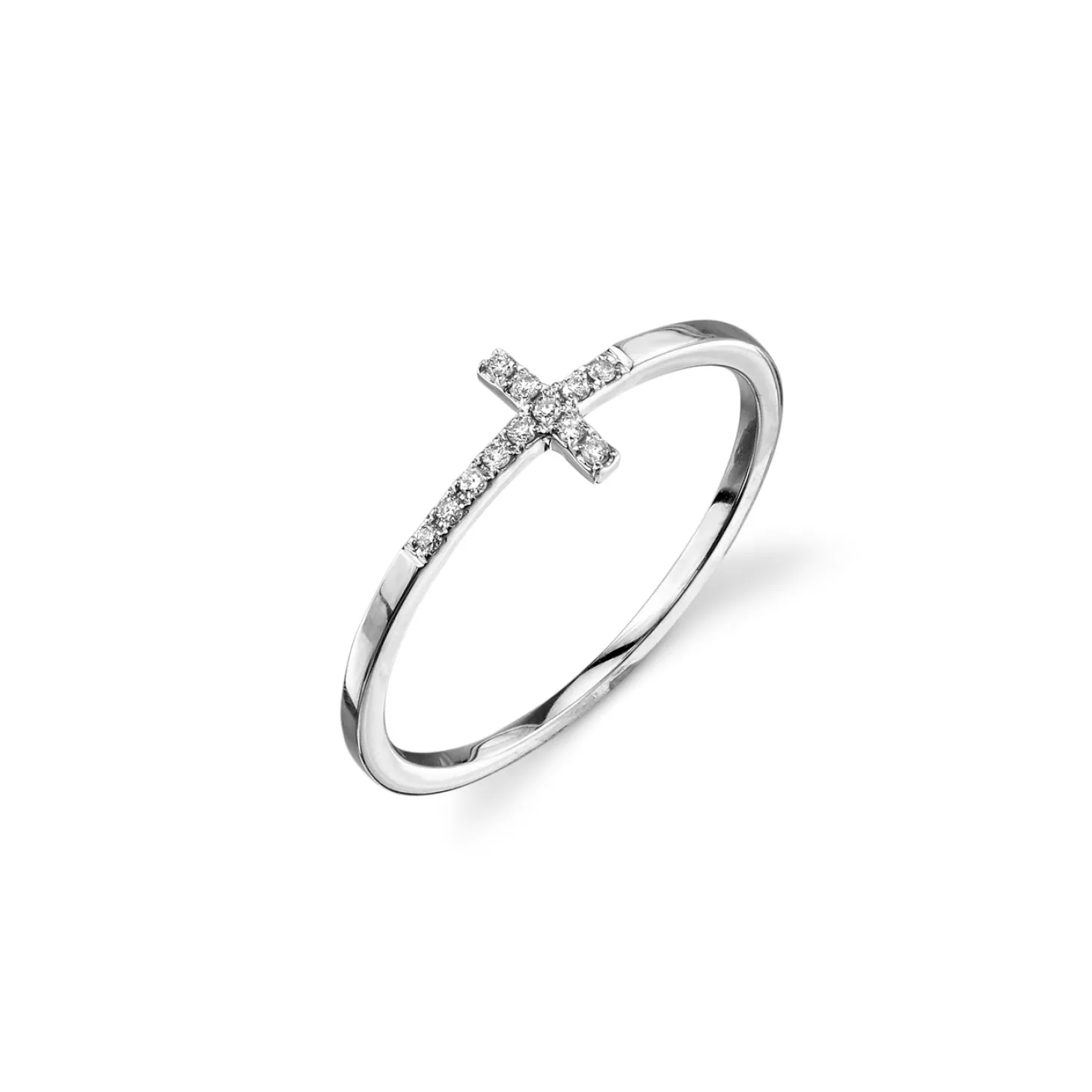 Gold & Pavé Diamond Bent Cross Ring