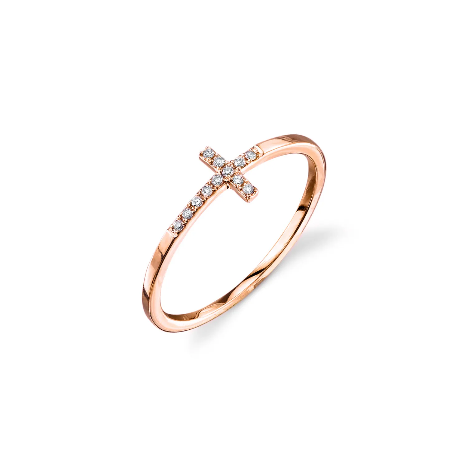 Gold & Pavé Diamond Bent Cross Ring