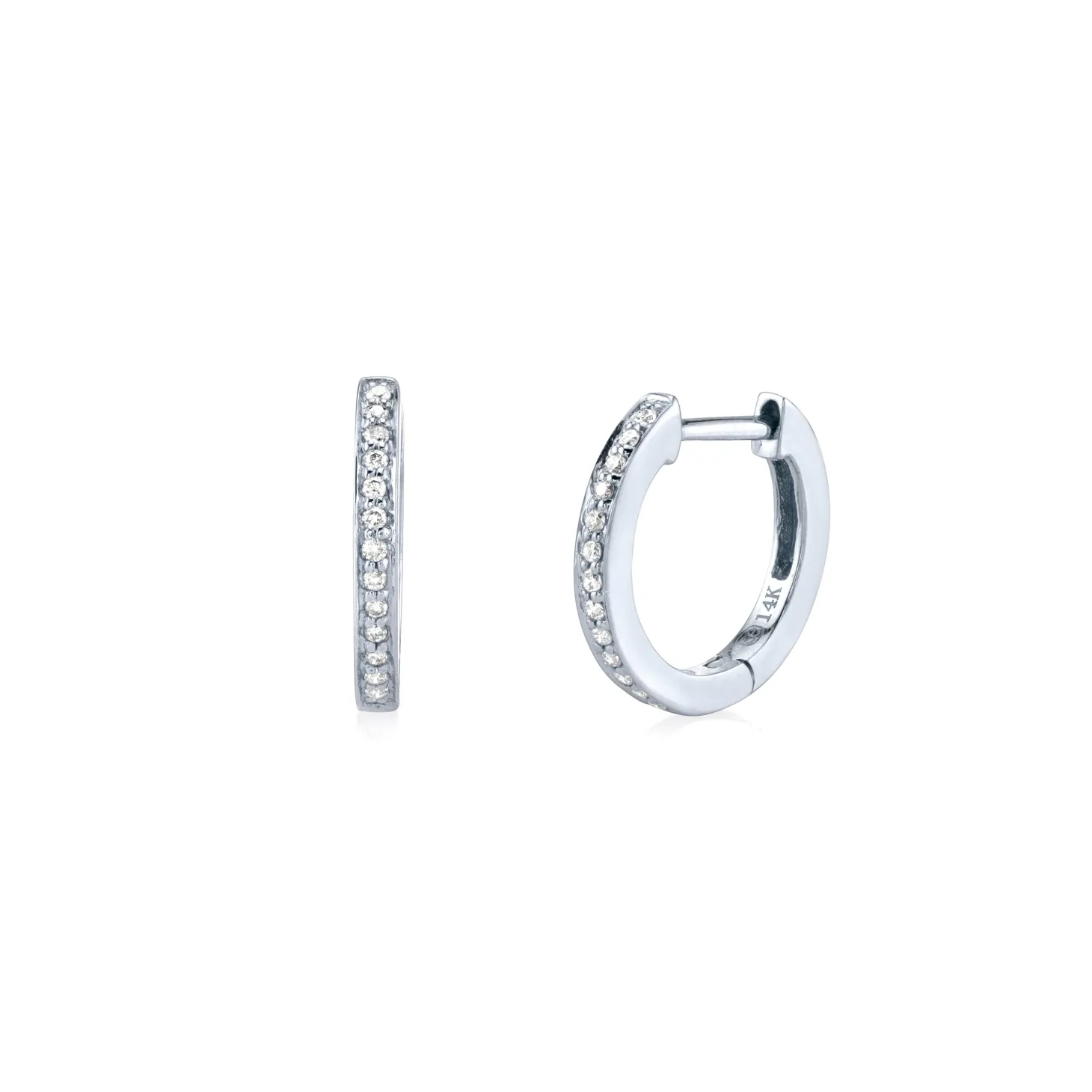 Gold & Pavé Diamond 9mm Huggie Hoops