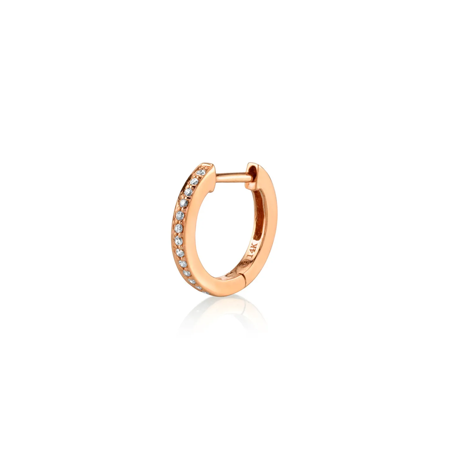 Gold & Pavé Diamond 9mm Huggie Hoops