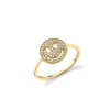 Gold & Pavé Diamond Small Happy Face Ring