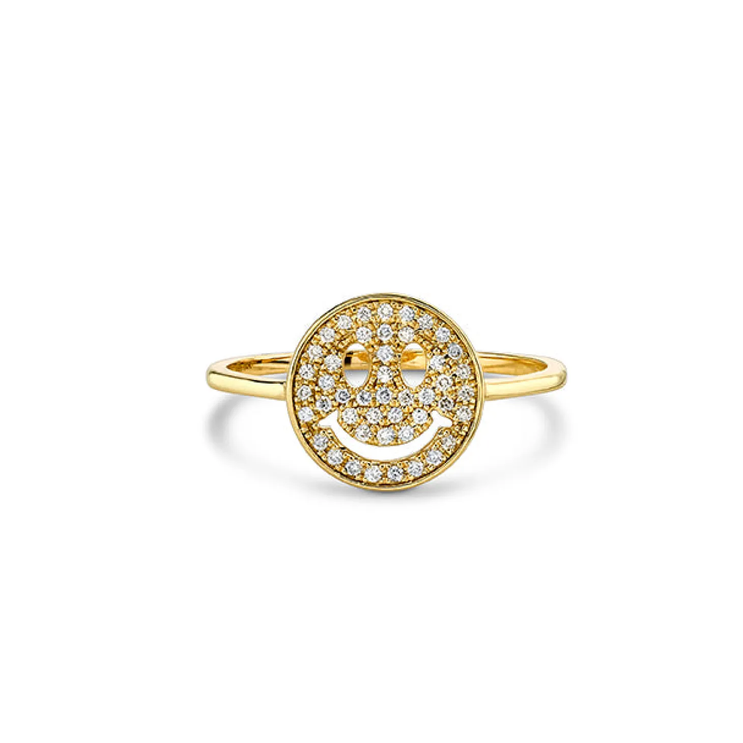 Gold & Pavé Diamond Small Happy Face Ring