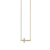 Gold & Pavé Diamond Small Sideways Cross Necklace
