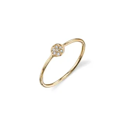 Gold & Pavé Diamond Tiny Disc Ring