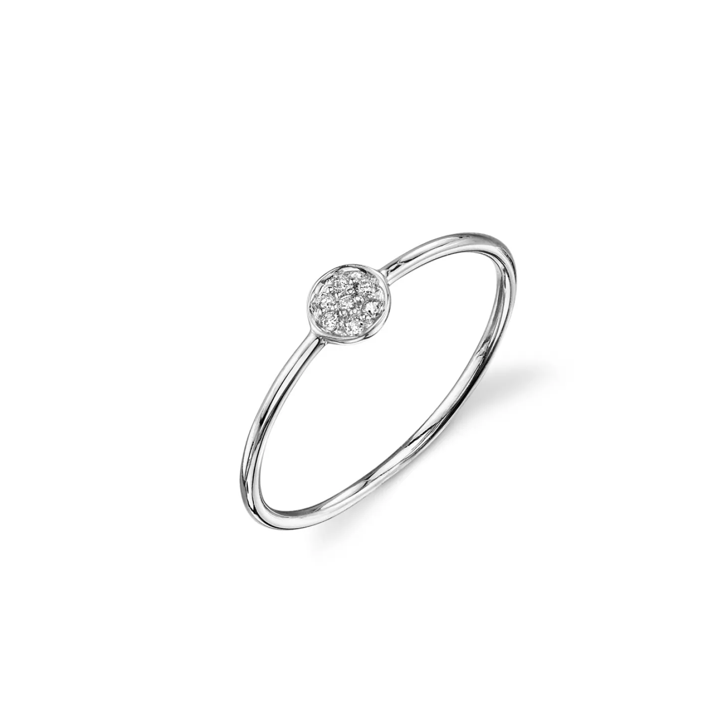 Gold & Pavé Diamond Tiny Disc Ring