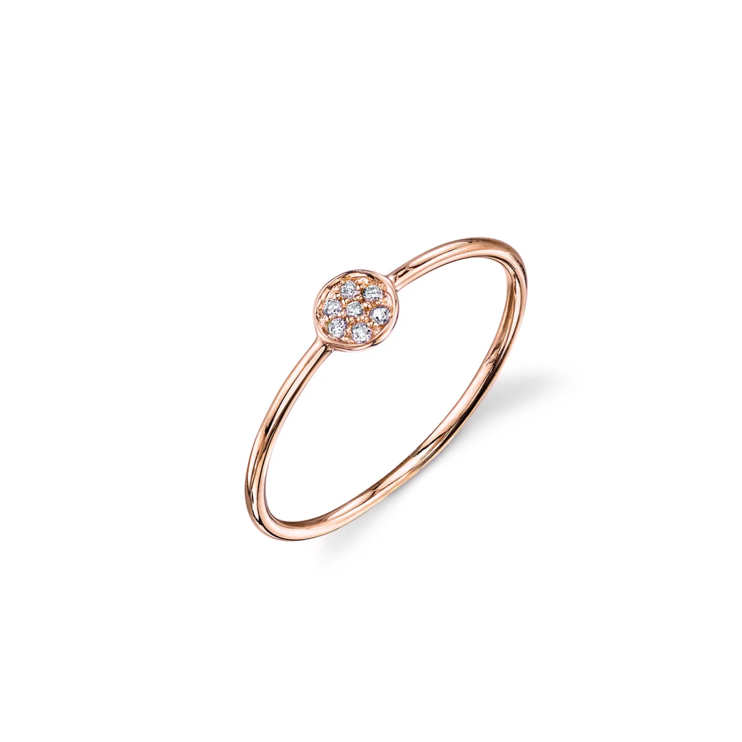 Gold & Pavé Diamond Tiny Disc Ring