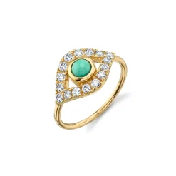 Gold & Pave Diamond Extra-Large Eye Ring