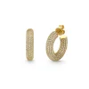 Gold & Pave Diamond Puffy Hoops